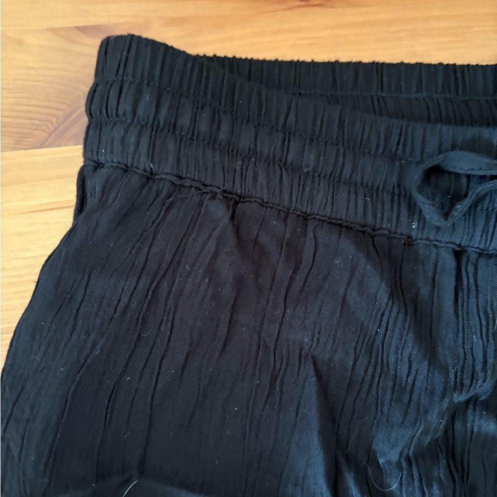 ZARA Smocked Ruffled Tiered Black Gauze Drawstring Skort Size Medium NWT - Picture 7 of 14